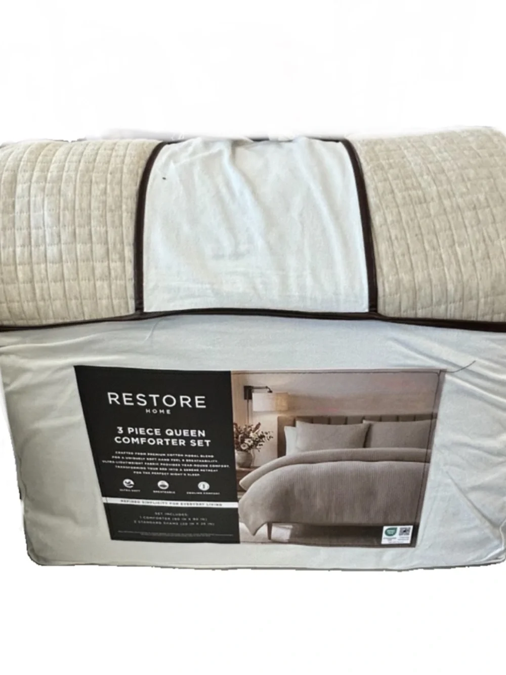 Restore Home Tan Queen Ultra Soft Cooling Comfort Comforter Set 90”x90”